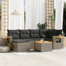 vidaXL 7 részes szürke polyrattan kerti ülőgarnitúra párnákkal kerti bútor