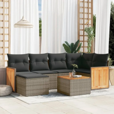 vidaXL 7 részes szürke polyrattan kerti ülőgarnitúra párnákkal kerti bútor