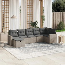 vidaXL 7 részes szürke polyrattan kerti ülőgarnitúra párnákkal kerti bútor