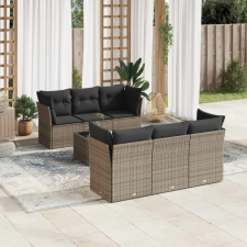 vidaXL 7 részes szürke polyrattan kerti ülőgarnitúra párnákkal kerti bútor