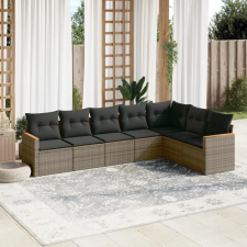 vidaXL 7 részes szürke polyrattan kerti ülőgarnitúra párnákkal kerti bútor