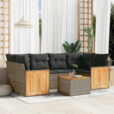 vidaXL 7 részes szürke polyrattan kerti ülőgarnitúra párnákkal kerti bútor