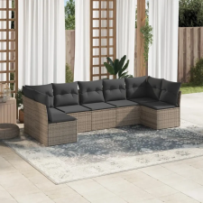 vidaXL 7 részes szürke polyrattan kerti ülőgarnitúra párnákkal kerti bútor