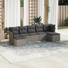 vidaXL 7 részes szürke polyrattan kerti ülőgarnitúra párnákkal kerti bútor