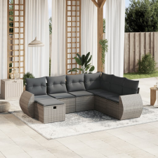 vidaXL 7 részes szürke polyrattan kerti ülőgarnitúra párnákkal kerti bútor