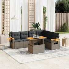 vidaXL 7 részes szürke polyrattan kerti ülőgarnitúra párnákkal kerti bútor