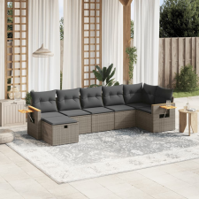 vidaXL 7 részes szürke polyrattan kerti ülőgarnitúra párnákkal kerti bútor