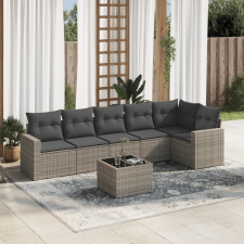 vidaXL 7 részes szürke polyrattan kerti ülőgarnitúra párnákkal kerti bútor