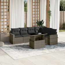 vidaXL 7 részes szürke polyrattan kerti ülőgarnitúra párnákkal kerti bútor