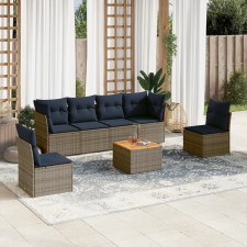 vidaXL 7 részes szürke polyrattan kerti ülőgarnitúra párnákkal kerti bútor