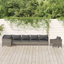vidaXL 7 részes szürke polyrattan kerti ülőgarnitúra párnákkal kerti bútor