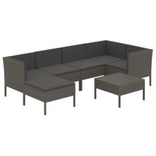 vidaXL 7 részes szürke polyrattan kerti ülőgarnitúra párnákkal (3094410) kerti bútor