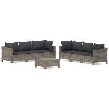 vidaXL 7 részes szürke polyrattan kerti ülőgarnitúra párnákkal (3187266) kerti bútor