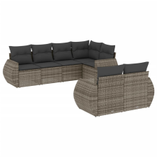 vidaXL 7 részes szürke polyrattan kerti ülőgarnitúra párnákkal (3221609) kerti bútor