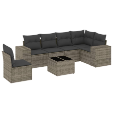 vidaXL 7 részes szürke polyrattan kerti ülőgarnitúra párnákkal (3222639) kerti bútor
