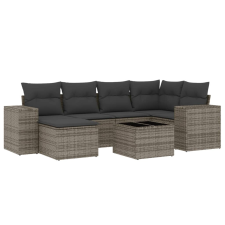 vidaXL 7 részes szürke polyrattan kerti ülőgarnitúra párnákkal (3222869) kerti bútor