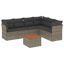 vidaXL 7 részes szürke polyrattan kerti ülőgarnitúra párnákkal (3223659) kerti bútor