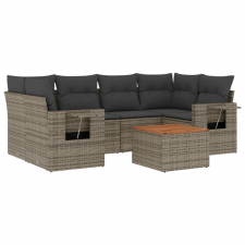 vidaXL 7 részes szürke polyrattan kerti ülőgarnitúra párnákkal (3224464) kerti bútor