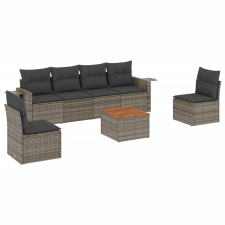 vidaXL 7 részes szürke polyrattan kerti ülőgarnitúra párnákkal (3224513) kerti bútor