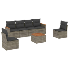 vidaXL 7 részes szürke polyrattan kerti ülőgarnitúra párnákkal (3225871) kerti bútor