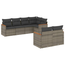 vidaXL 7 részes szürke polyrattan kerti ülőgarnitúra párnákkal (3226144) kerti bútor