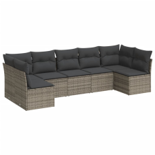 vidaXL 7 részes szürke polyrattan kerti ülőgarnitúra párnákkal (3249269) kerti bútor