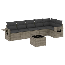 vidaXL 7 részes szürke polyrattan kerti ülőgarnitúra párnákkal (3252537) kerti bútor