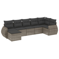 vidaXL 7 részes szürke polyrattan kerti ülőgarnitúra párnákkal (3254017) kerti bútor