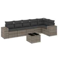 vidaXL 7 részes szürke polyrattan kerti ülőgarnitúra párnákkal (3254937) kerti bútor