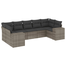 vidaXL 7 részes szürke polyrattan kerti ülőgarnitúra párnákkal (3255327) kerti bútor