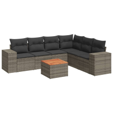 vidaXL 7 részes szürke polyrattan kerti ülőgarnitúra párnákkal (3257796) kerti bútor