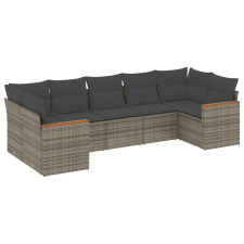 vidaXL 7 részes szürke polyrattan kerti ülőgarnitúra párnákkal (3258672) kerti bútor