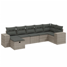 vidaXL 7 részes szürke polyrattan kerti ülőgarnitúra párnákkal (3264456) kerti bútor
