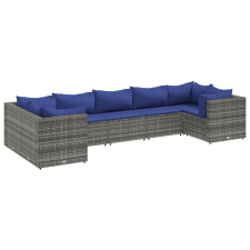 vidaXL 7 részes szürke polyrattan kerti ülőgarnitúra párnákkal (3308263) kerti bútor