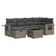 vidaXL 7 részes szürke polyrattan kerti ülőgarnitúra párnákkal (3325496) kerti bútor