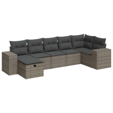 vidaXL 7 részes szürke polyrattan kerti ülőgarnitúra párnákkal (3325706) kerti bútor