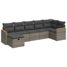vidaXL 7 részes szürke polyrattan kerti ülőgarnitúra párnákkal (3325931) kerti bútor