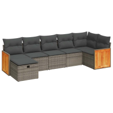 vidaXL 7 részes szürke polyrattan kerti ülőgarnitúra párnákkal (3326043) kerti bútor