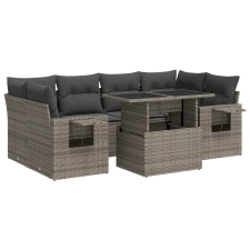 vidaXL 7 részes szürke polyrattan kerti ülőgarnitúra párnákkal (3326431) kerti bútor