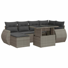 vidaXL 7 részes szürke polyrattan kerti ülőgarnitúra párnákkal (3326671) kerti bútor