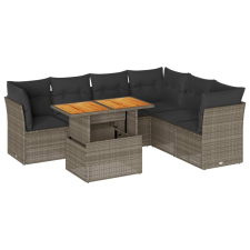 vidaXL 7 részes szürke polyrattan kerti ülőgarnitúra párnákkal (3326937) kerti bútor