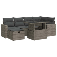 vidaXL 7 részes szürke polyrattan kerti ülőgarnitúra párnákkal (3327820) kerti bútor
