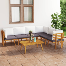 vidaXL 7 részes tömör akácfa kerti ülőgarnitúra párnákkal kerti bútor