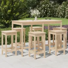 vidaXL 7-részes tömör fenyőfa kerti bárszett kerti bútor