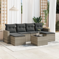 vidaXL 7 részes világosszürke polyrattan kerti ülőgarnitúra párnákkal kerti bútor