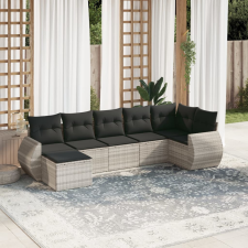 vidaXL 7 részes világosszürke polyrattan kerti ülőgarnitúra párnákkal kerti bútor