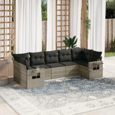 vidaXL 7 részes világosszürke polyrattan kerti ülőgarnitúra párnákkal kerti bútor