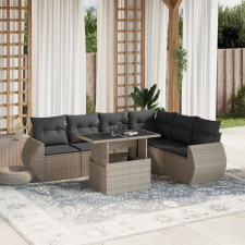 vidaXL 7 részes világosszürke polyrattan kerti ülőgarnitúra párnákkal kerti bútor