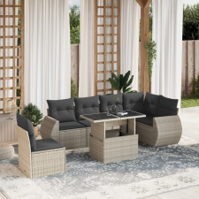 vidaXL 7 részes világosszürke polyrattan kerti ülőgarnitúra párnákkal kerti bútor