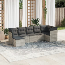 vidaXL 7 részes világosszürke polyrattan kerti ülőgarnitúra párnákkal kerti bútor